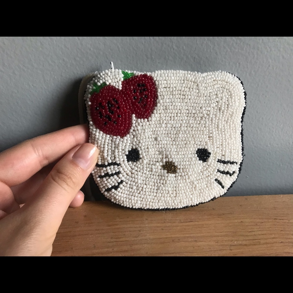 Hello kitty hand beaded wristlet
